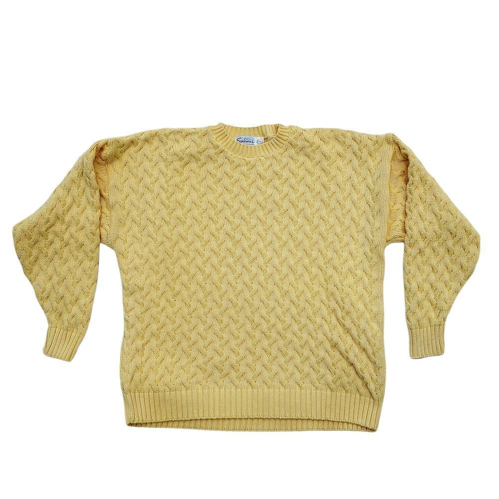 Vintage Eaglesons "Grandpa" sweater, pale yellow, size 3XL